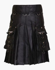 MODERN GOTHIC KILT IN BLACK LEATHER - Scottish Kilt Jacket™ USA-UK