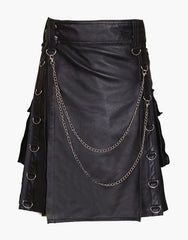 MODERN GOTHIC KILT IN BLACK LEATHER - Scottish Kilt Jacket™ USA-UK