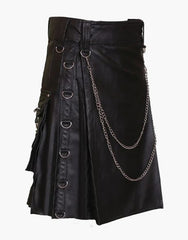 MODERN GOTHIC KILT IN BLACK LEATHER - Scottish Kilt Jacket™ USA-UK