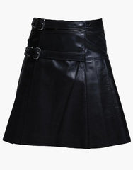 MODERN KILT IN BLACK LEATHER WITH STRAPS