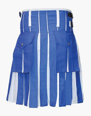 MODERN BLUE AND WHITE HYBRID KILT - scottish kilt jacket