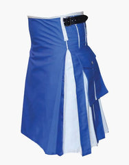 MODERN BLUE AND WHITE HYBRID KILT - scottish kilt jacket