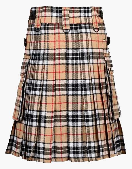 MODERN CAMEL THOMSON TARTAN UTILITY KILT - scottish kilt jacket