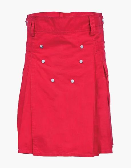 COTTON STRAPS ON A MODERN RED UTILITY KILT - Scottish Kilt Jacket™ USA-UK