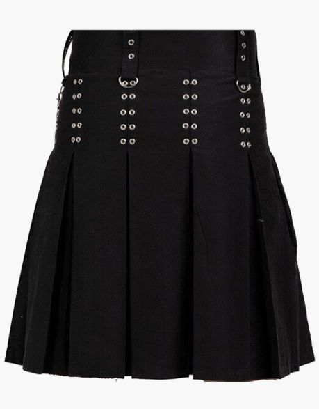 NEW BLACK UTILITY KILT IN A GOTHIC STYLE - Scottish Kilt Jacket™ USA-UK