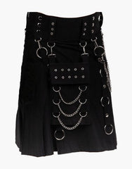 NEW BLACK UTILITY KILT IN A GOTHIC STYLE - Scottish Kilt Jacket™ USA-UK