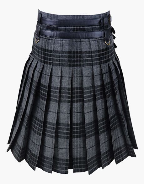 LEATHER STRAPS - NIGHT WATCH TARTAN UTILITY KILT - scottish kilt jacket