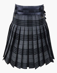 LEATHER STRAPS - NIGHT WATCH TARTAN UTILITY KILT - scottish kilt jacket