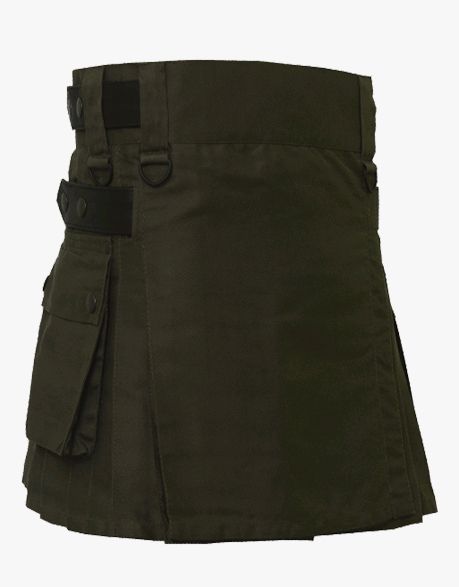 WOMEN'S OLIVE GREEN MINI UTILITY KILT - Scottish Kilt Jacket™ USA-UK