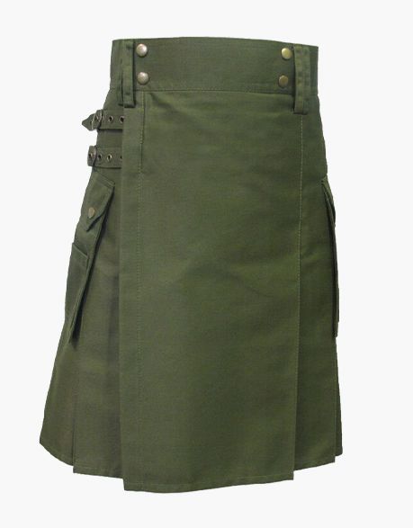 Green utility kilt olive - Scottish Kilt Jacket™ USA-UK