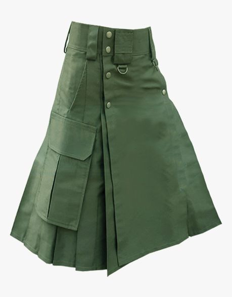 Women's Tactical Utility Kilt in Olive Green - Scottish Kilt Jacket™ USA-UK