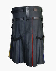 HYBRID RAINBOW KILT FOR MEN IN BLACK - scottish kilt jacket