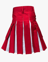 A WHITE AND RED HYBRID UTILITY KILT - scottish kilt jacket