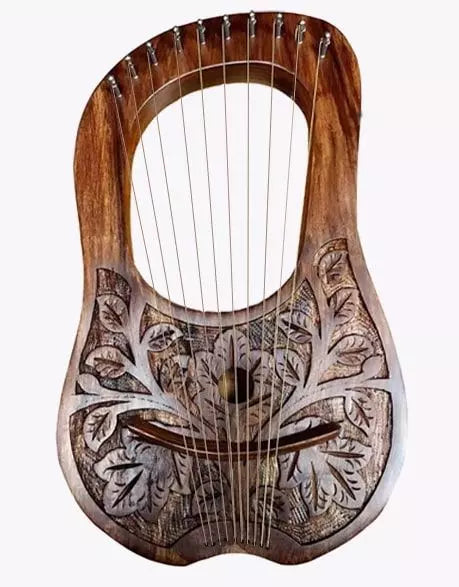 LYRE HARP MADE OF ROSEWOOD WITH TEN METAL STRINGS - Scottish Kilt Jacket™ USA-UK