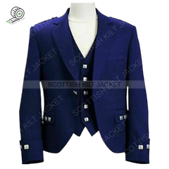 Scottish Argyle Jacket Blue Blazer Woolargyle Kilt & Waistcoat/Vest Kilt