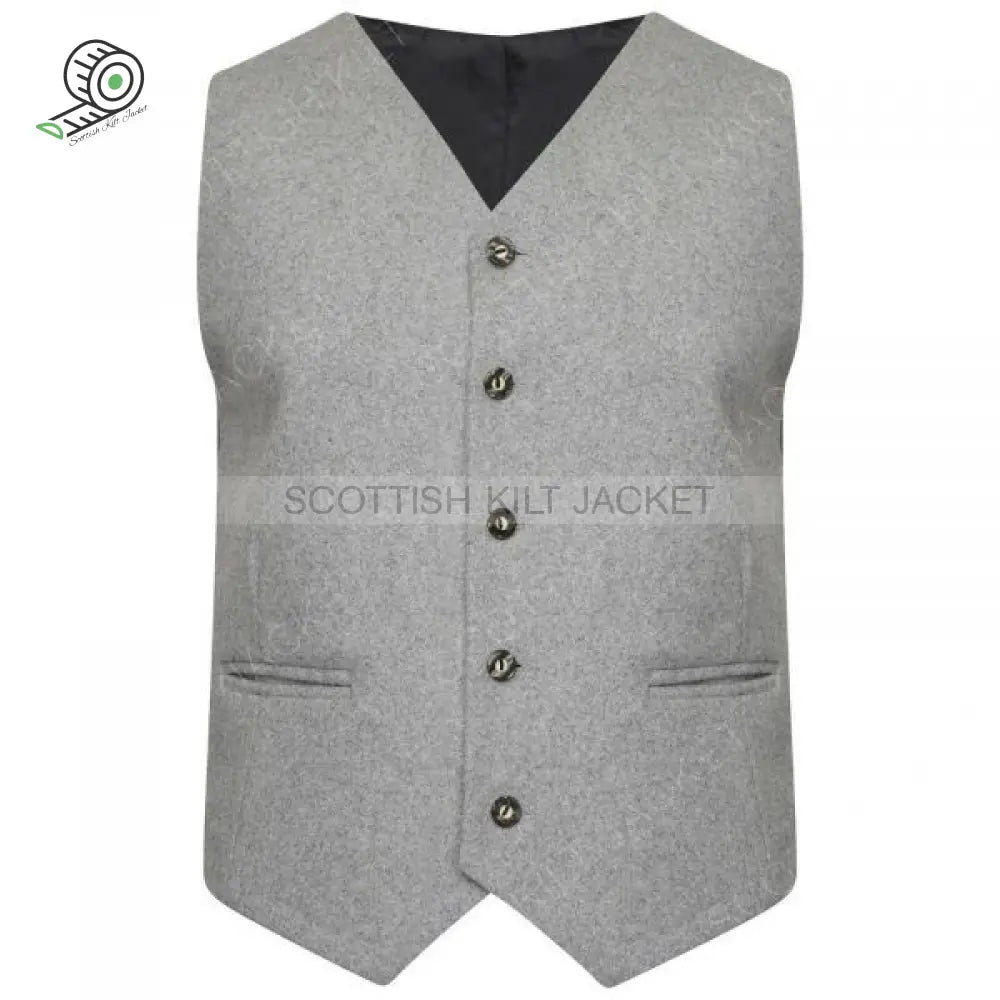 Scottish Argyle Jacket Light Grey 100% Wool Kilt & Waistcoat Vest Kilt