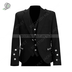 Scottish Argyll Jacket With Vest Prince Charlie Style Cuffs Kilt