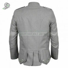 Scottish Doublet Sheriffmuir Kilt Jacket With 5 Button Waistcoat In Grey