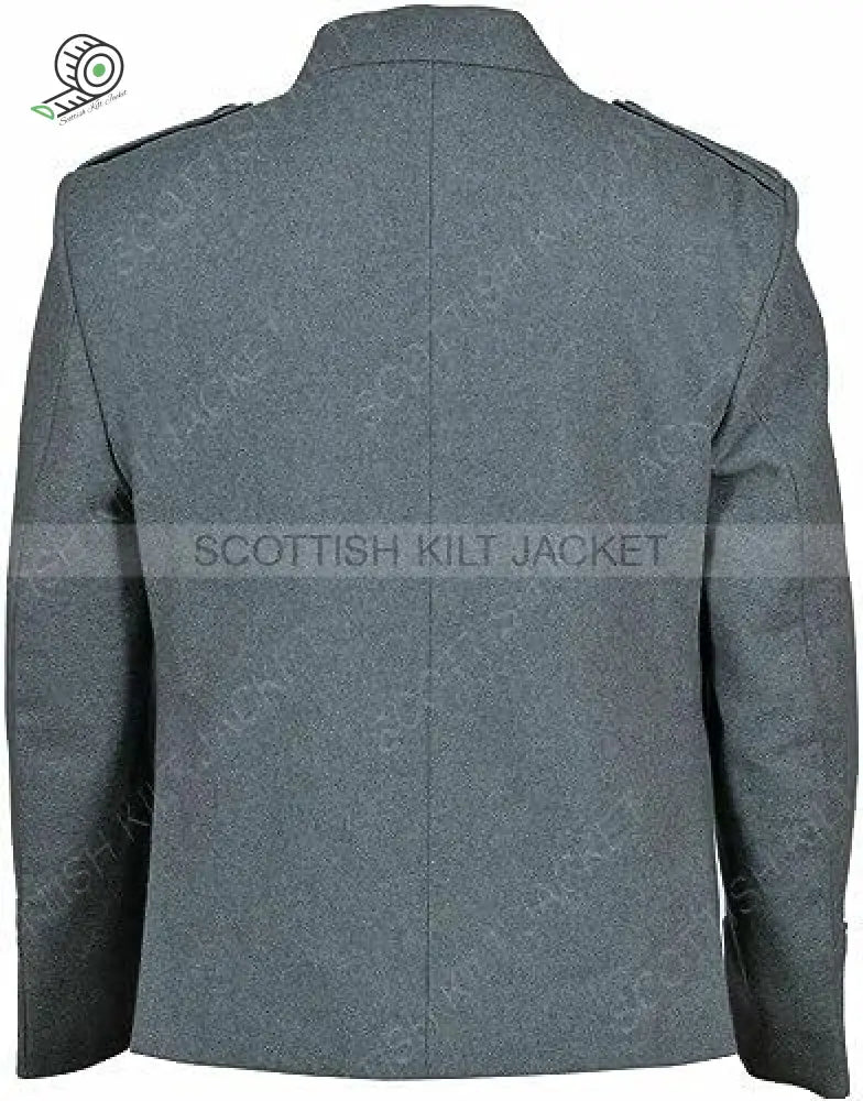 Scottish Wedding Jacket 100% Wool Light Grey Argyll Kilt & Waistcoat/Vest