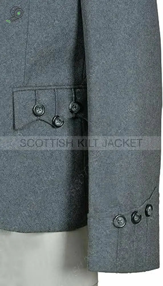 Scottish Wedding Jacket 100% Wool Light Grey Argyll Kilt & Waistcoat/Vest