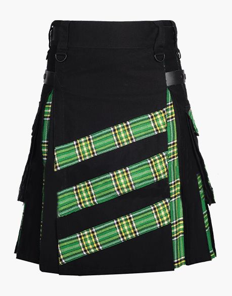 ELEGANT HYBRID TARTAN GREEN AND BLACK KILT - scottish kilt jacket