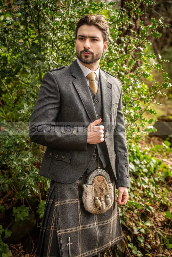 Tweed Charcoal Crail Kilt Outfit Outfits