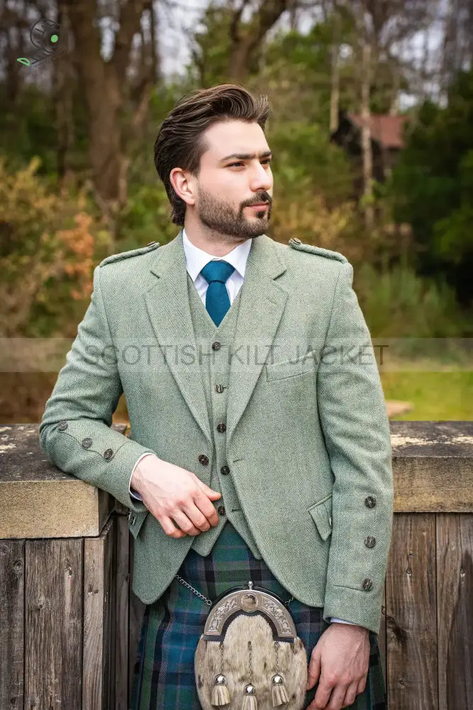 Tweed Green Crail Kilt Outfit Outfits