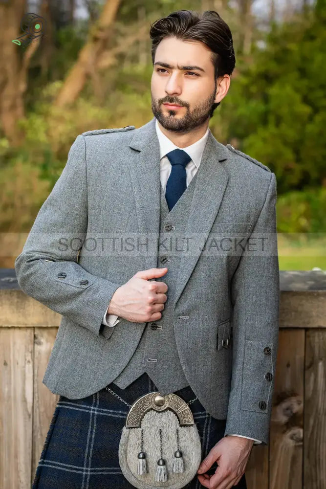 Tweed Kilt Outfit In Silver Arrochar