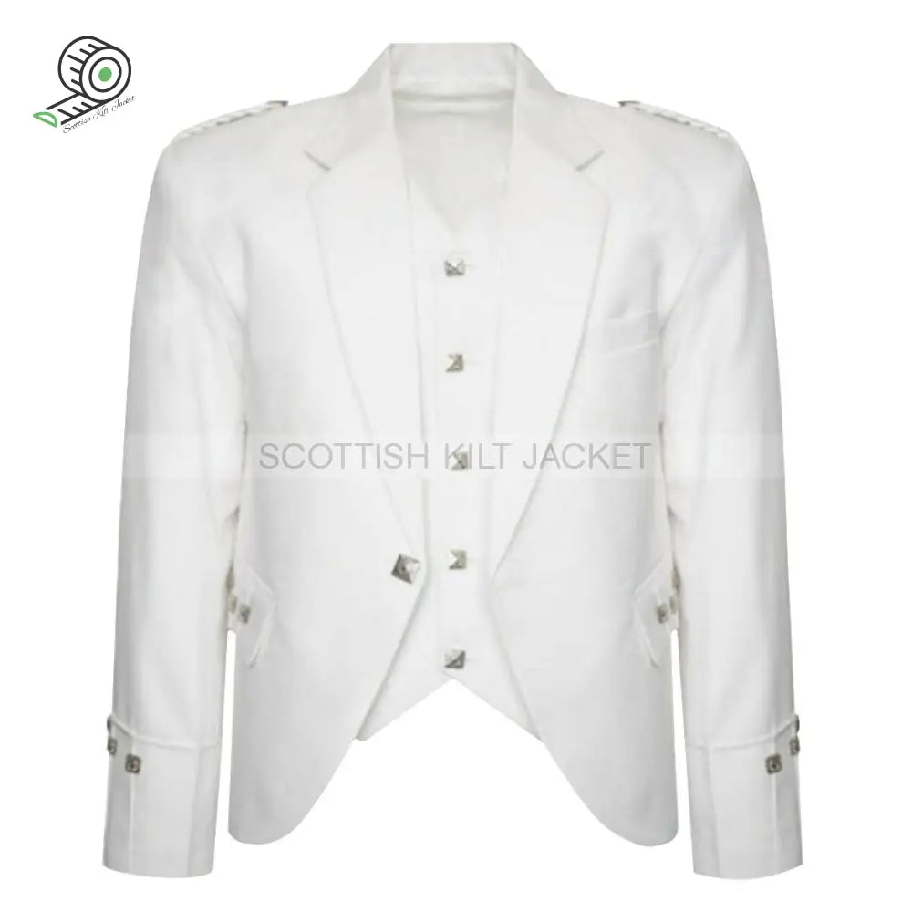 White Argyll Jacket And Vest Tweed Kilt Jackets