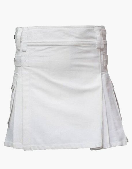 MINI UTILITY KILT IN WHITE - Scottish Kilt Jacket™ USA-UK