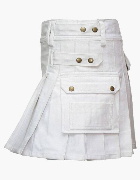 MINI UTILITY KILT IN WHITE - Scottish Kilt Jacket™ USA-UK