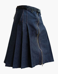 Ladies' blue denim short kimono with zipper closure - Scottish Kilt Jacket™ USA-UK