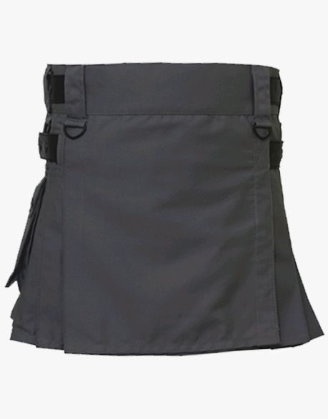 Grey Mini Utility Kilt for Women - Scottish Kilt Jacket™ USA-UK