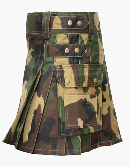 Woodland Camo Utility Short Kilt for Women - Scottish Kilt Jacket™ USA-UK