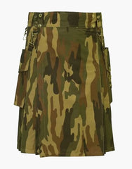 LARGE POCKETED WOODLAND CAMO DUTY TACTICAL KILT - Scottish Kilt Jacket™ USA-UK