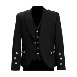 Scottish Argyll Jacket With Vest Prince Charlie style Cuffs