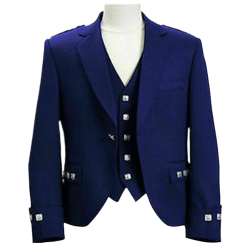 Scottish Argyle Jacket Blue Blazer WoolArgyle kilt Jacket & Waistcoat/Vest