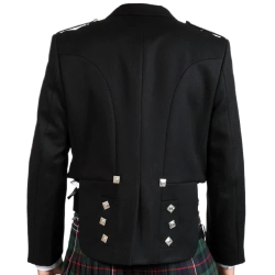 Scottish Prince Charlie Jacket With Vest Black Color