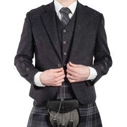 Braemar Charcoal Tweed Kilt  Jacket & 5 buttons Vest