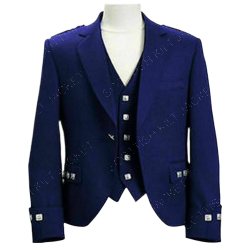 Scottish Argyle Jacket Blue Blazer WoolArgyle kilt Jacket & Waistcoat/Vest