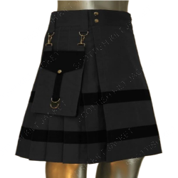Black Utility Kilt With Dual-Stripe 